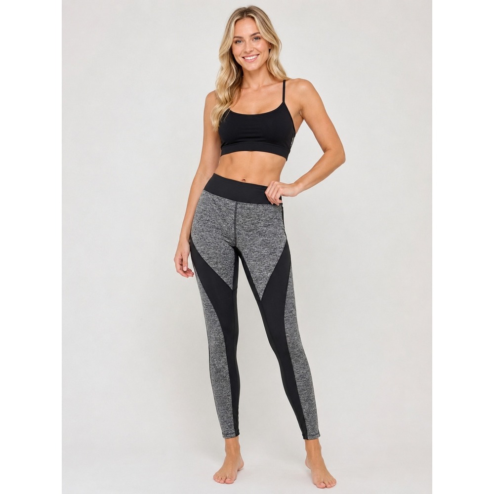 Forever 21 Colorblock Mesh Panel Active Leggings Charcoal Grey Black Small NWT
